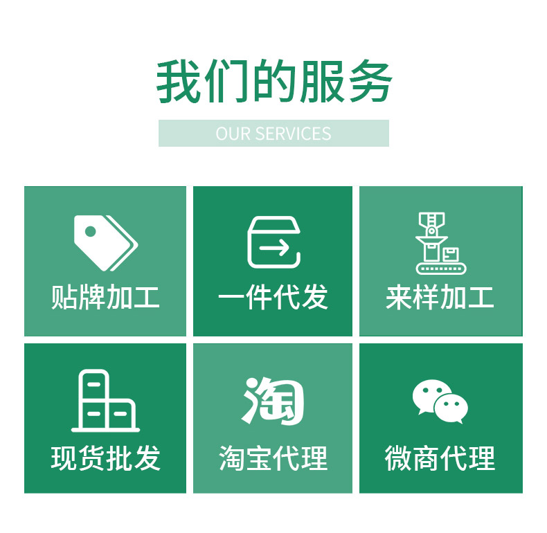 公司產品支持貼牌代工，一件代發等服務。